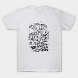 Multiple faces #6 - Psychedelic Ink Drawing with Art Style T-Shirt